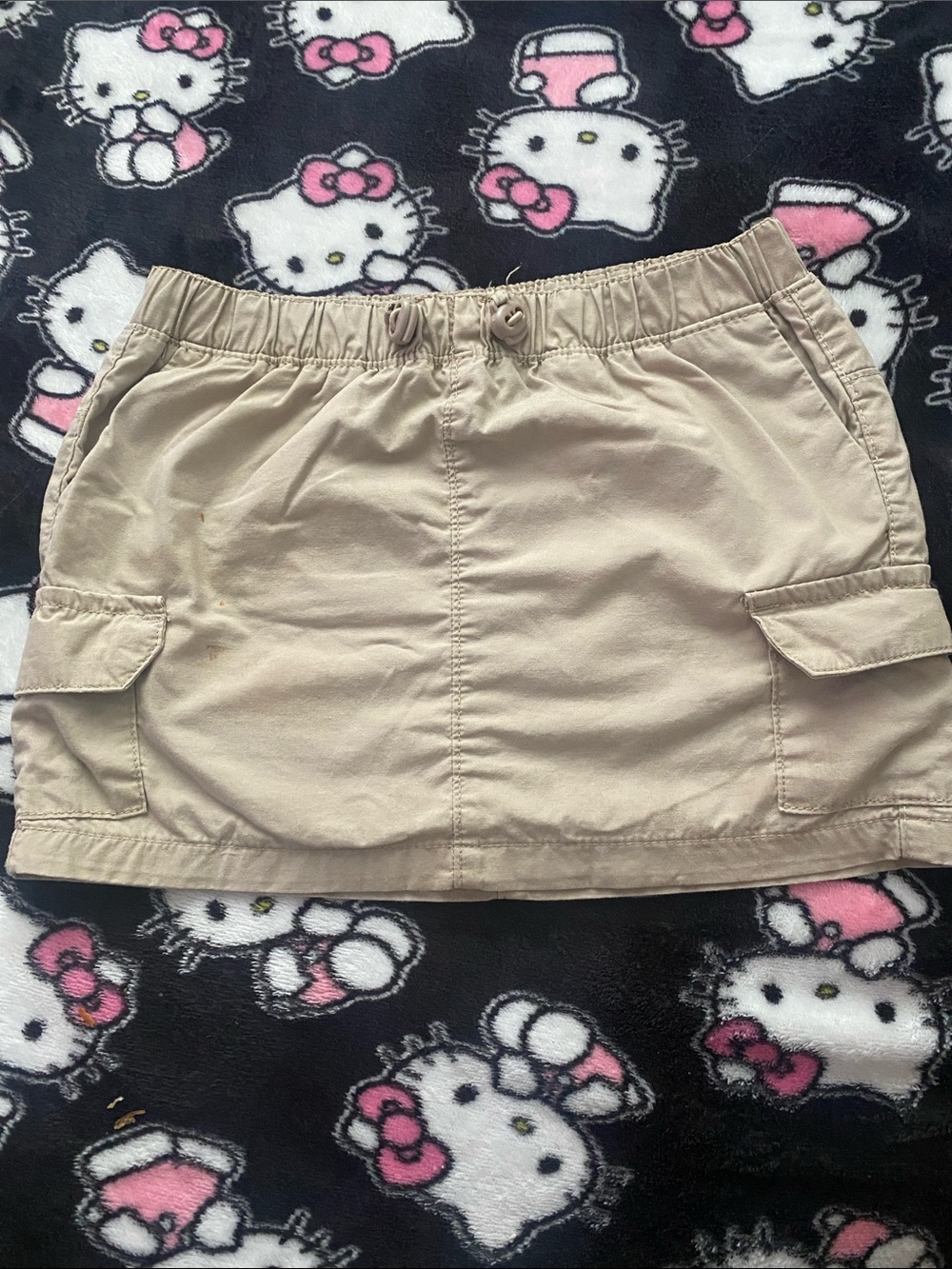 Kids Tan Cargo Skirt with Elastic Waist